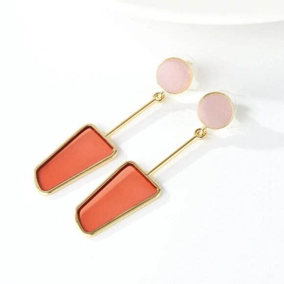 Jewelry - Jewelry earrings statement long dangle drop yellow gold pink orange fashion new